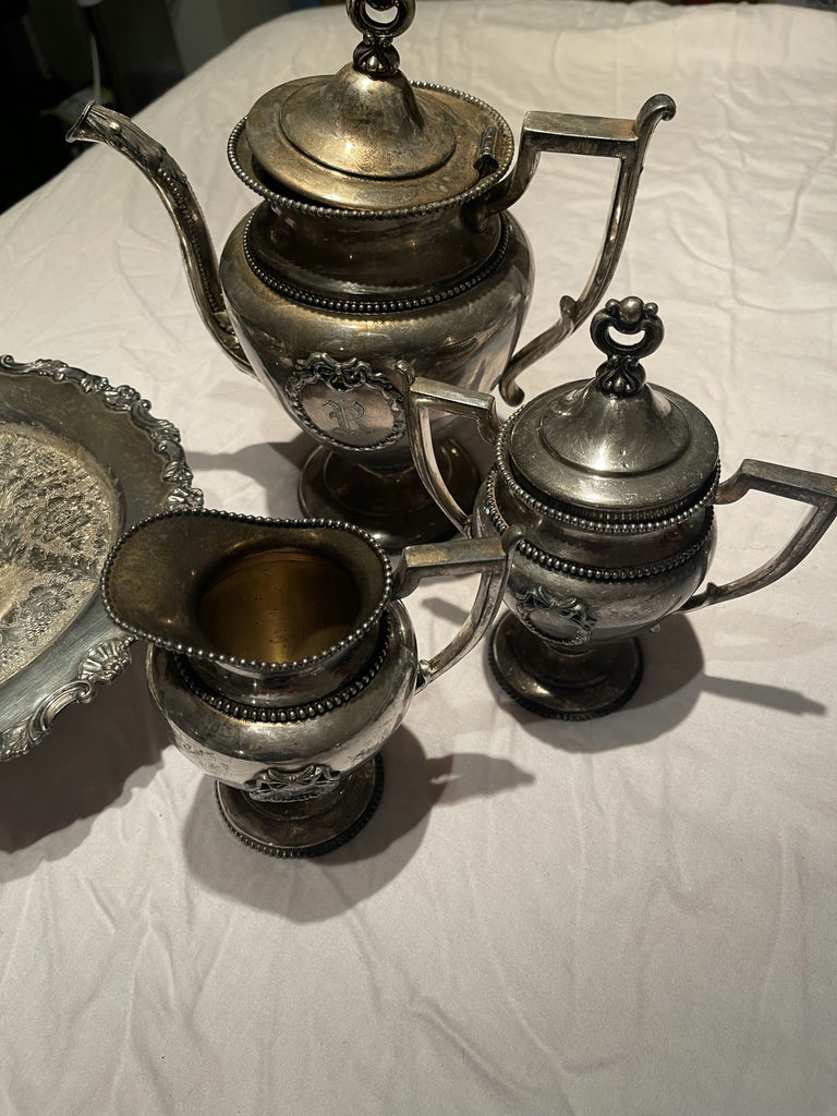 Silver Tea Service Set and Decorative Bowl - image 3 of 3