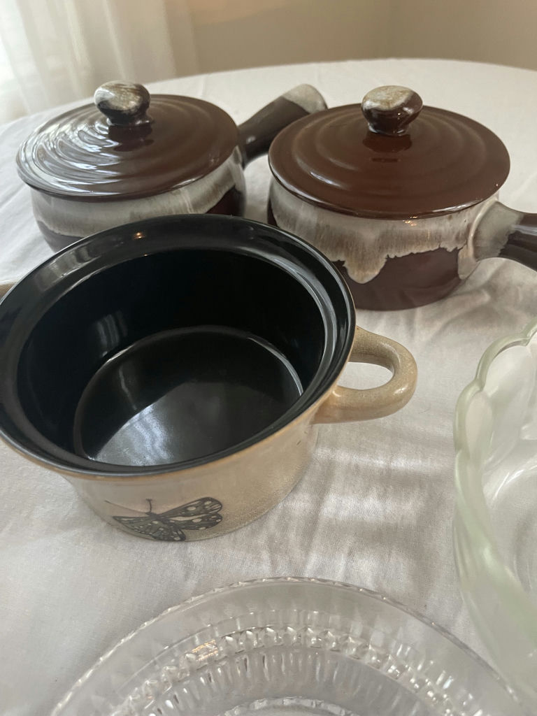 Assorted Glass Bowls, Ceramic Pots, and Wooden Napkin Rings - image 5 of 7