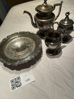 Silver Tea Service Set and Decorative Bowl - Image 1 of 3
