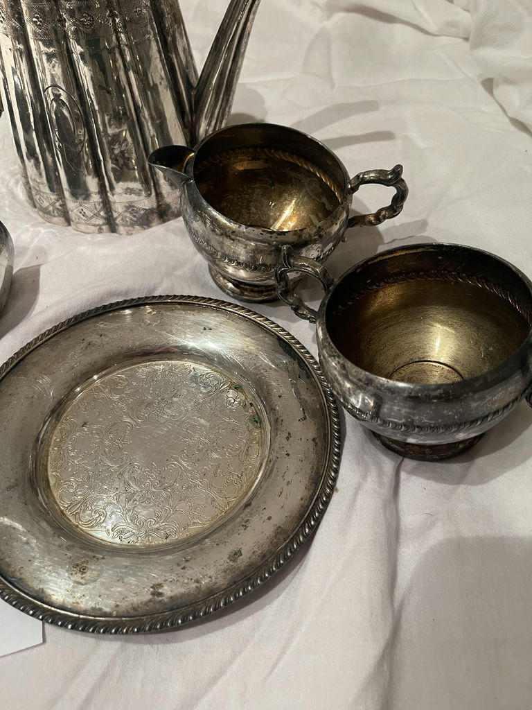 Silver Tea Service Items and Goblets - image 3 of 4