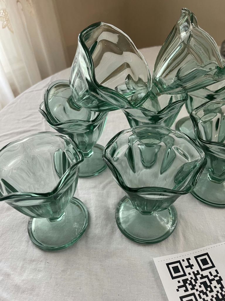 Set of Green Glass Dessert Cups - image 2 of 3