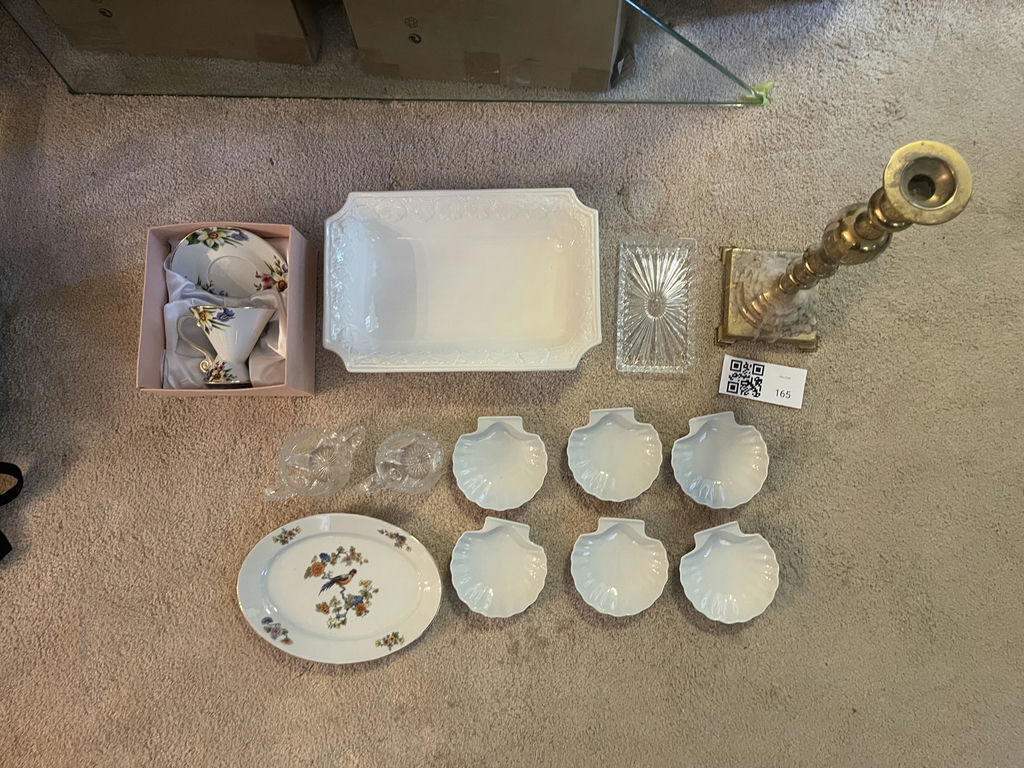 Mixed Decorative Serving Pieces and Brass Candlestick - image 1 of 5