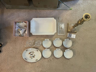 Mixed Decorative Serving Pieces and Brass Candlestick - Image 1 of 5
