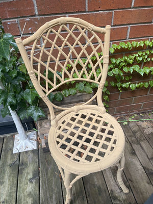 Outdoor Metal Chair and Round Glass Table - Image 1 of 8