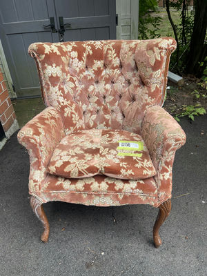 Tufted Floral Upholstered Wingback Armchair - Image 1 of 5