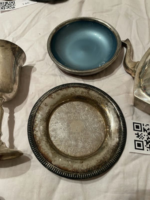 Silver Tea Set Pieces, Goblets, Bowl, and Tray - Image 1 of 5