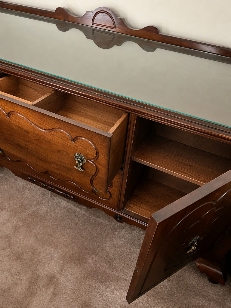 Wooden Sideboard Buffet Cabinet with Glass Top - image 6 of 6