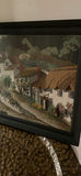 Hammered Metal Folding Tray Table and Framed Village Needlepoint Artwork - thumbnail 5 of 9