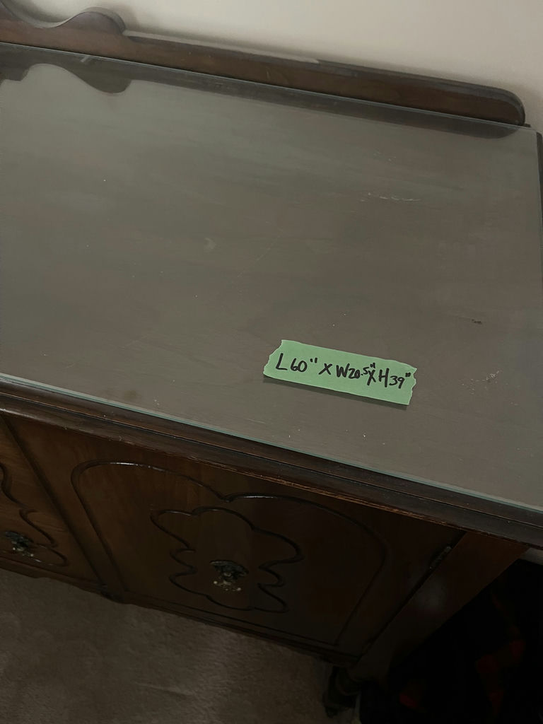 Wooden Sideboard Buffet Cabinet with Glass Top - image 3 of 6