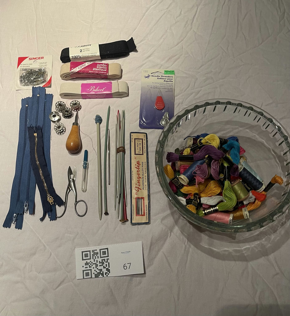 Sewing and Knitting Supplies with Glass Bowl - image 1 of 6