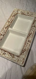 Two Ceramic Serving Trays and Four Amber Glass Tumblers And candle Holder - thumbnail 3 of 8