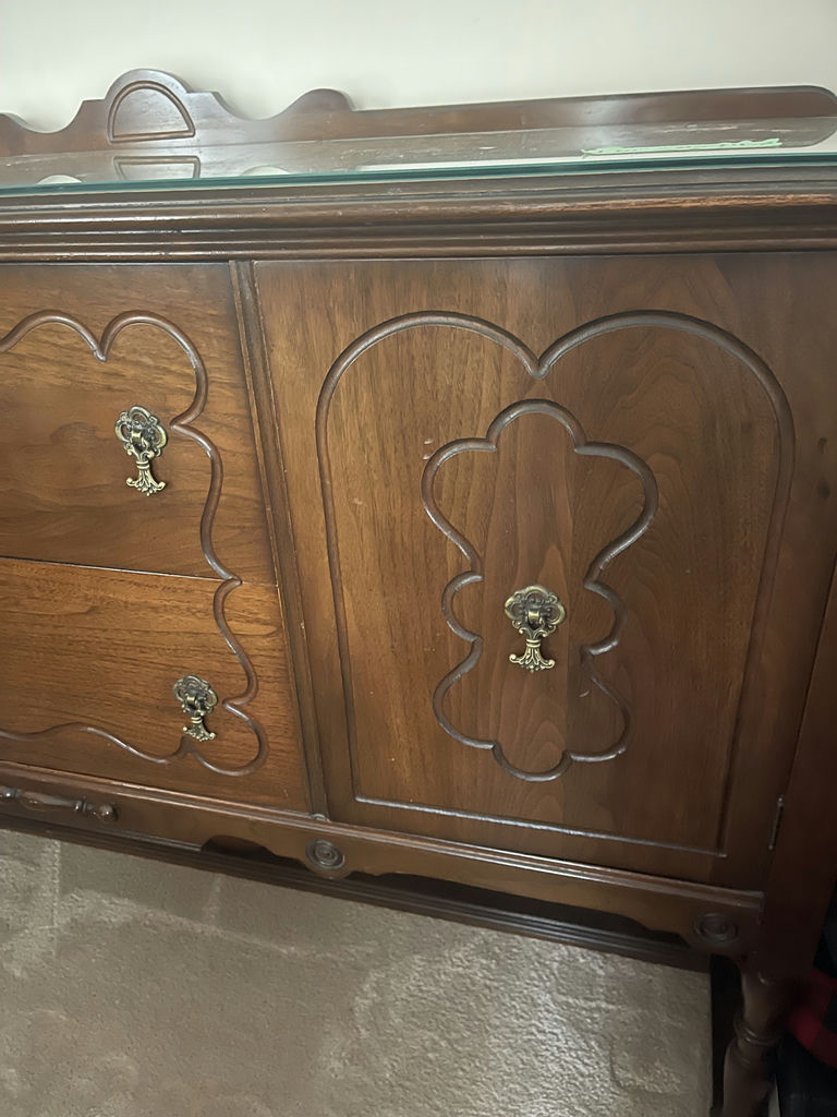 Wooden Sideboard Buffet Cabinet with Glass Top - image 4 of 6
