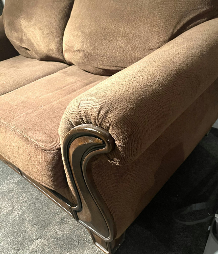 Brown Loveseat and Armchair - image 5 of 9