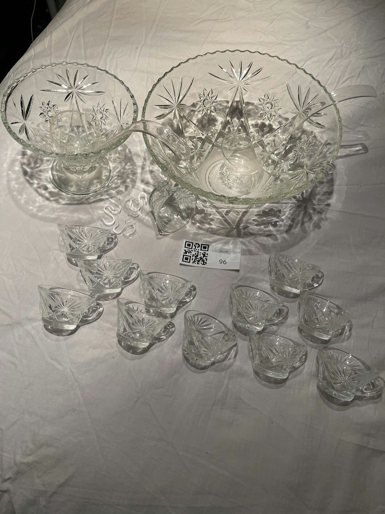 Glass Punch Bowl Set with Cups and Serving Bowls - image 1 of 7