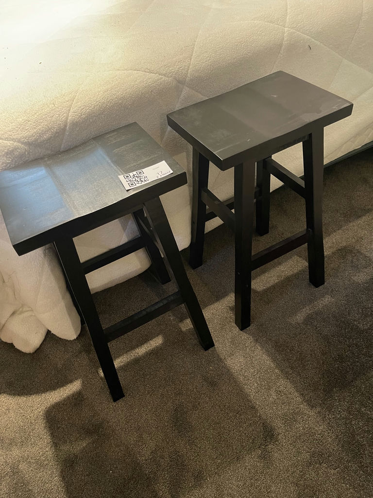 Pair of Black Wooden bar Stools - image 1 of 6