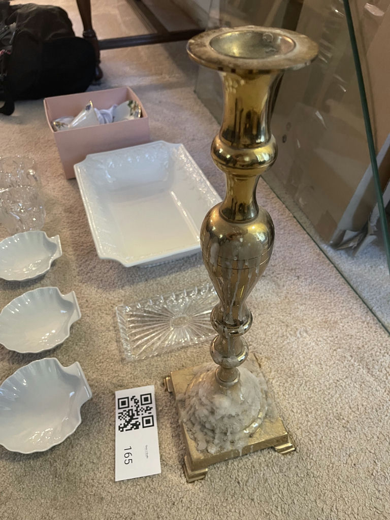 Mixed Decorative Serving Pieces and Brass Candlestick - image 3 of 5