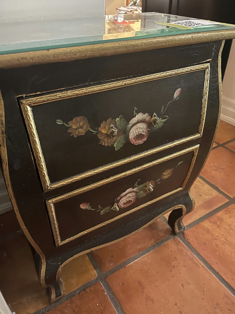Black Floral Painted Two-Drawer Accent Cabinet - image 6 of 6