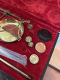 Vintage Brass Balance Scale Set with Weights and Case - thumbnail 6 of 10