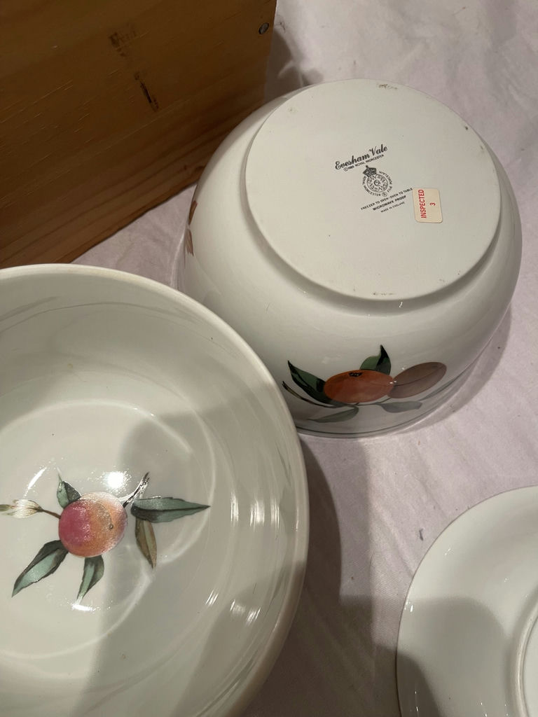 Assorted Vintage Glassware, China Bowls, Tureen, Wooden Crate, and * DeVilbiss Atomizer - image 12 of 16
