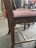 5 Dining Chairs- Wooden Chairs with Burgundy Upholstery and One Curved Wooden Seat Chair - thumbnail 2 of 15
