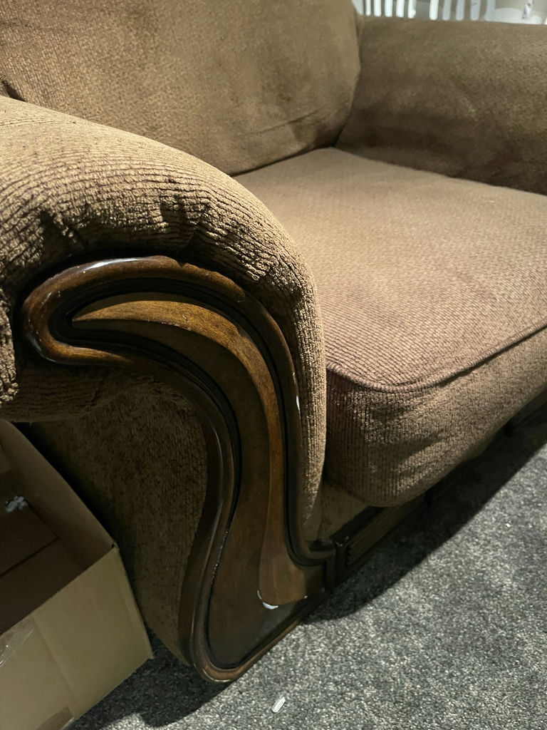 Brown Loveseat and Armchair - image 9 of 9