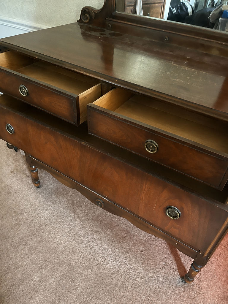 Wooden Dresser with Attached Mirror - image 5 of 6
