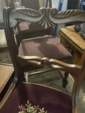5 Dining Chairs- Wooden Chairs with Burgundy Upholstery and One Curved Wooden Seat Chair - thumbnail 13 of 15