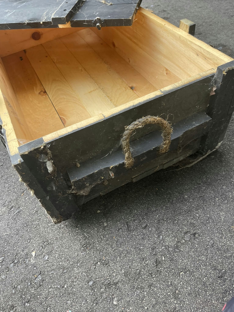 2 Box Storage: Black Wooden Storage Chest And Grey Painted Smaller Wood Box - image 2 of 9