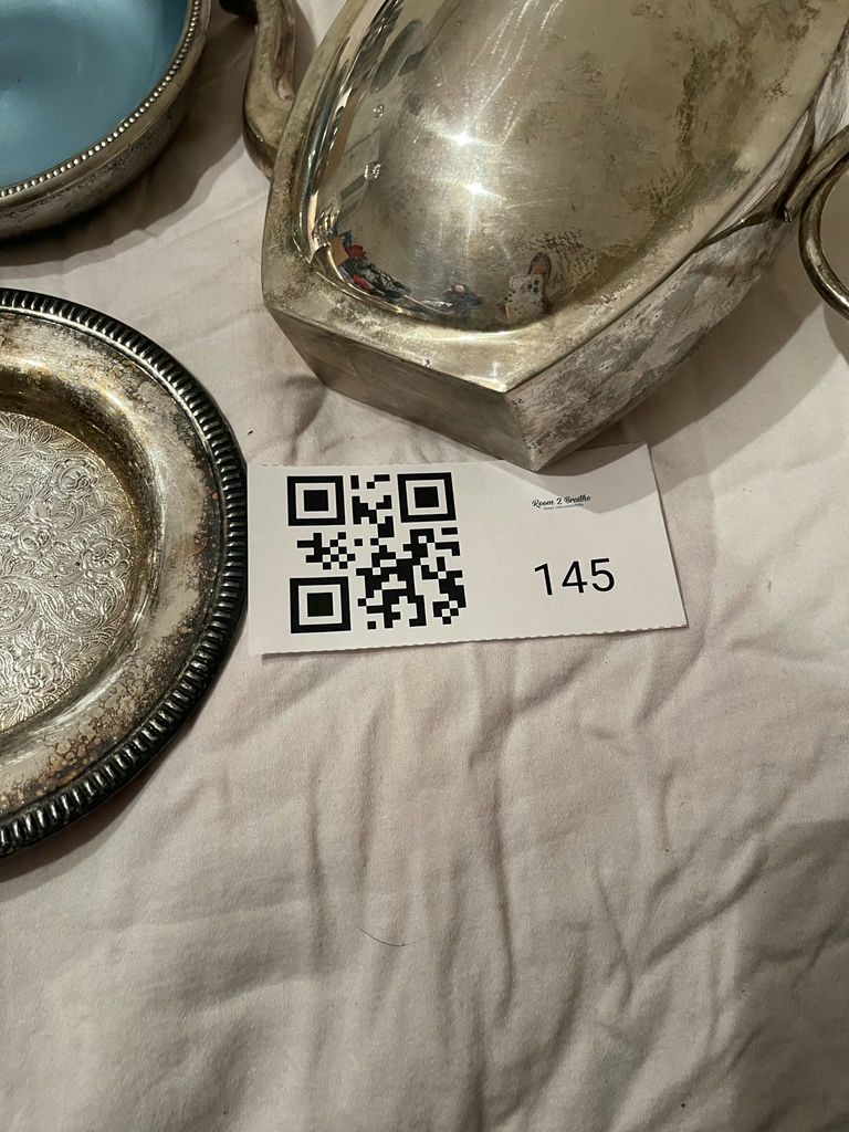 Silver Tea Set Pieces, Goblets, Bowl, and Tray - image 2 of 5