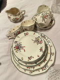 Royal Doulton Old Leeds Sprays China Set and Lace Doilies - thumbnail 1 of 4