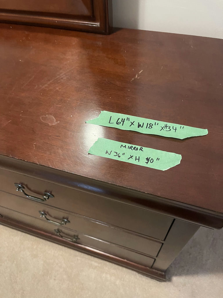 Wood Dresser with Mirror- 6 Drawer With Two Hidden Top Drawers - image 3 of 7