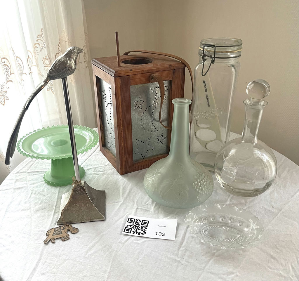 Assorted Decorative Glassware and Wooden Lantern - image 1 of 9