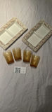 Two Ceramic Serving Trays and Four Amber Glass Tumblers And candle Holder - thumbnail 1 of 8