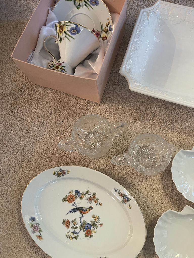 Mixed Decorative Serving Pieces and Brass Candlestick - image 4 of 5