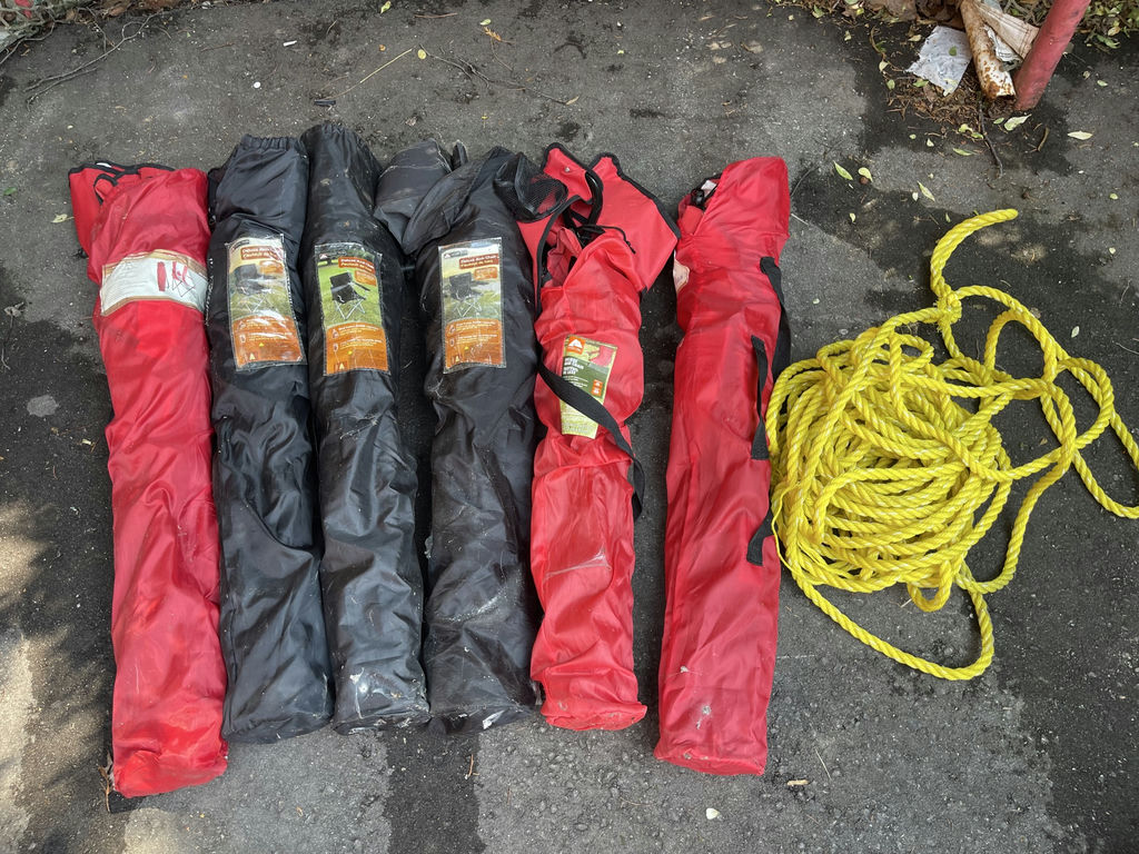 Set Of 6 Camping Chairs and Yellow Rope - image 1 of 7