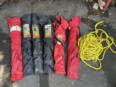 Set Of  6 Camping Chairs and Yellow Rope - Image 1 of 7