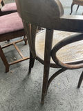 5 Dining Chairs- Wooden Chairs with Burgundy Upholstery and One Curved Wooden Seat Chair - thumbnail 9 of 15