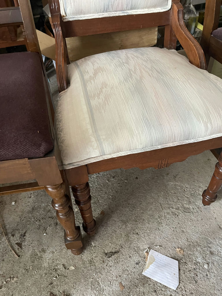 3 Chairs- Wooden Armchair & Single Cream Dining Chair - image 6 of 11