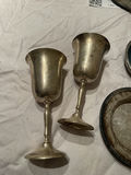 Silver Tea Set Pieces, Goblets, Bowl, and Tray - thumbnail 3 of 5