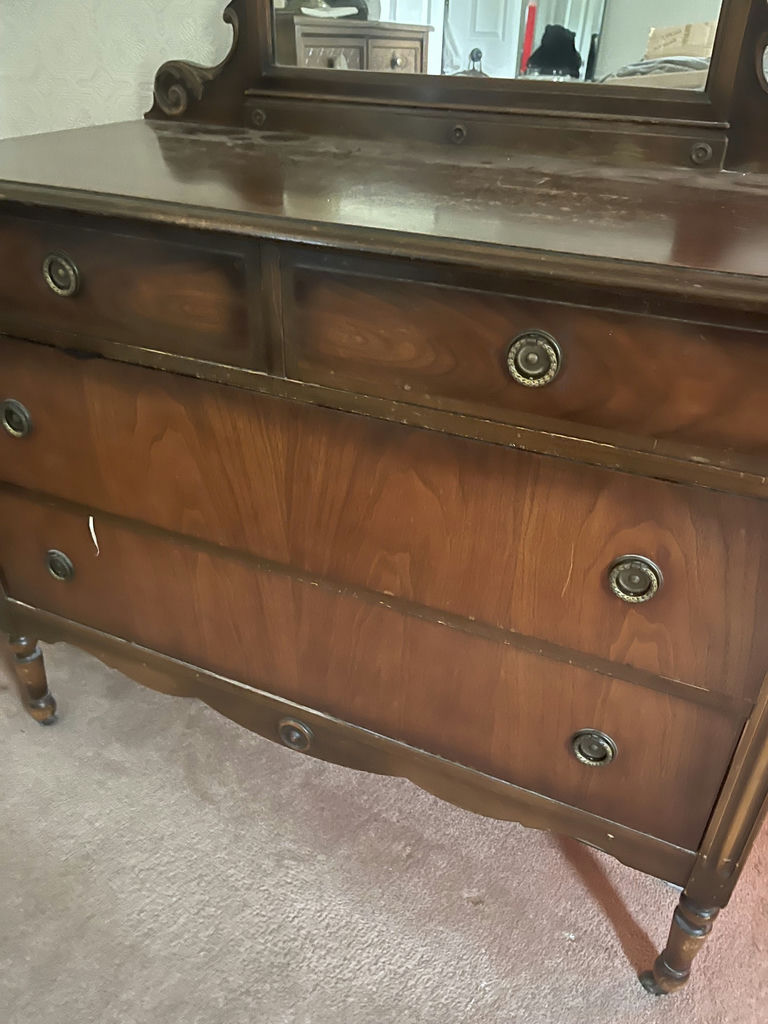 Wooden Dresser with Attached Mirror - image 2 of 6