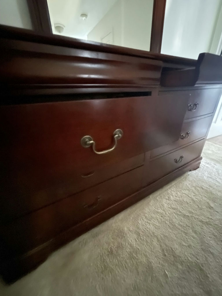Wood Dresser with Mirror- 6 Drawer With Two Hidden Top Drawers - image 5 of 7