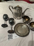 Silver Tea Service Items and Goblets - thumbnail 1 of 4