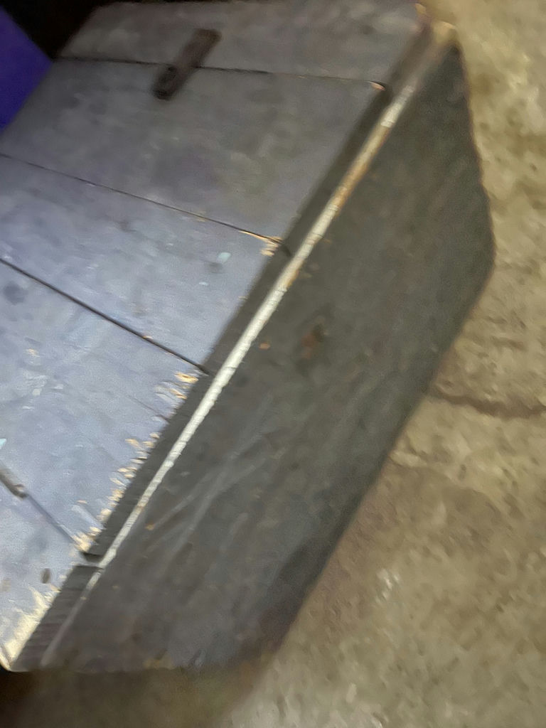 2 Box Storage: Black Wooden Storage Chest And Grey Painted Smaller Wood Box - image 7 of 9