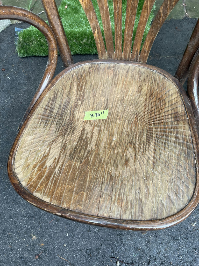 5 Dining Chairs- Wooden Chairs with Burgundy Upholstery and One Curved Wooden Seat Chair - image 10 of 15
