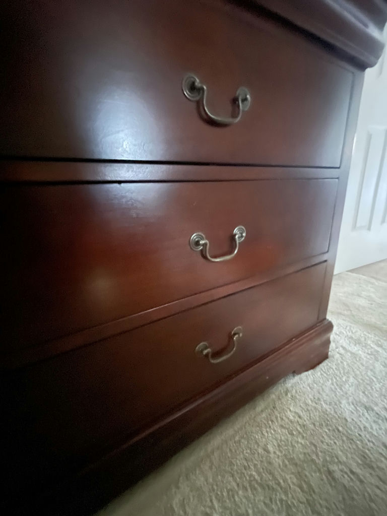 Wood Dresser with Mirror- 6 Drawer With Two Hidden Top Drawers - image 6 of 7