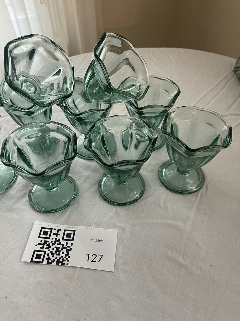 Set of Green Glass Dessert Cups - image 1 of 3