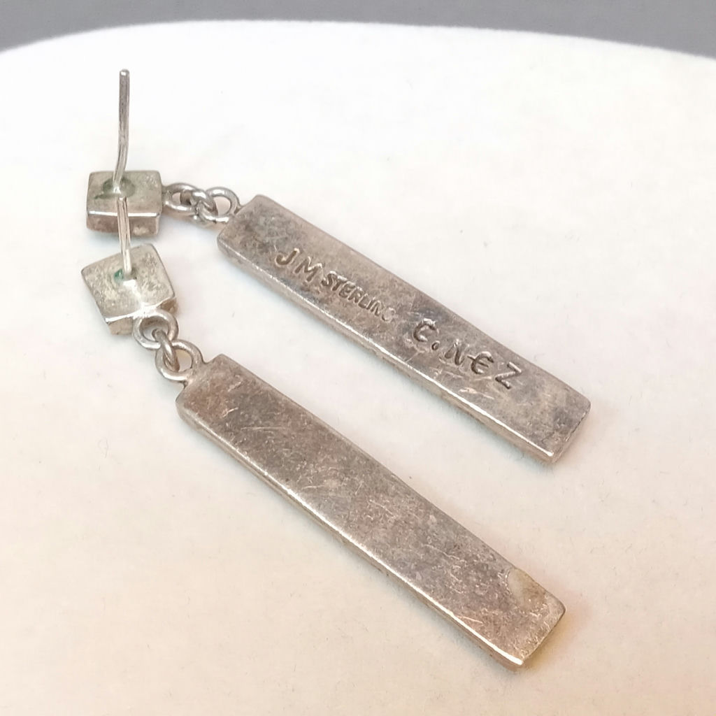 Chester Nez + James Mason Navajo Sterling / Micro Inlay Earrings - image 4 of 4