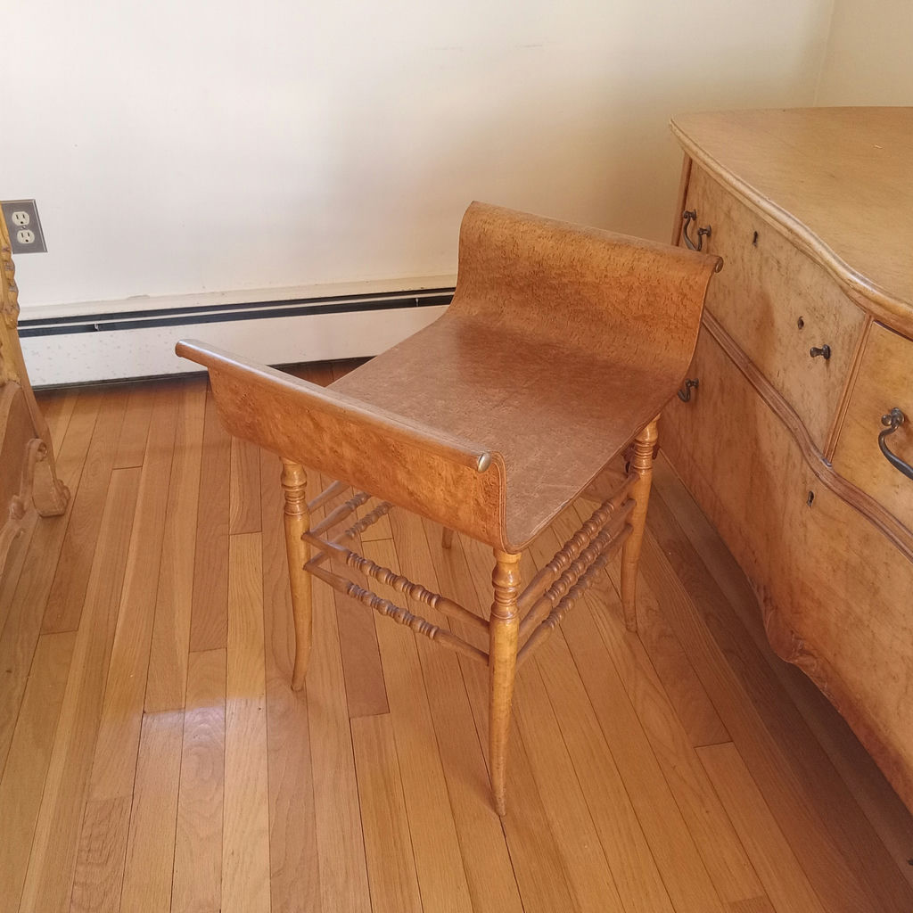 Antique Bird's Eye Maple Vanity w/Mirror & Bench - image 2 of 35