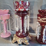 Antique Red & Pink Glass Lustres - thumbnail 6 of 19
