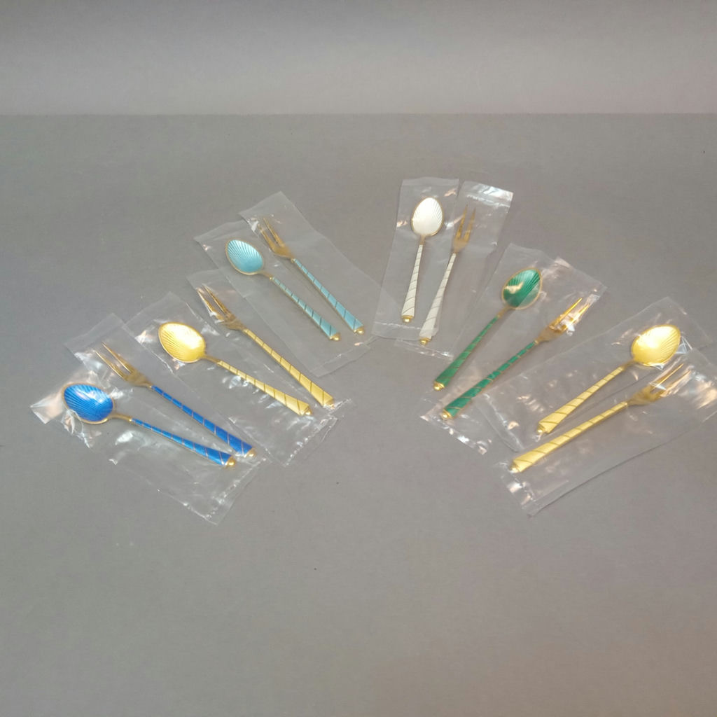 Egon Lauridsen Sterling Enamel Forks/Spoons (65+dwt) - image 2 of 7